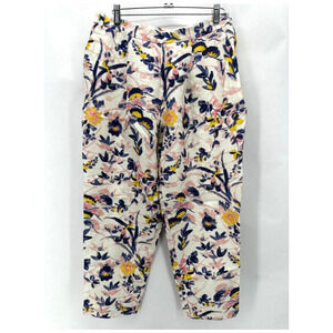 LK Bennett Ine Floral Pants Size 10 Cropped Silk Blend Dusky Pink Cottage Dainty